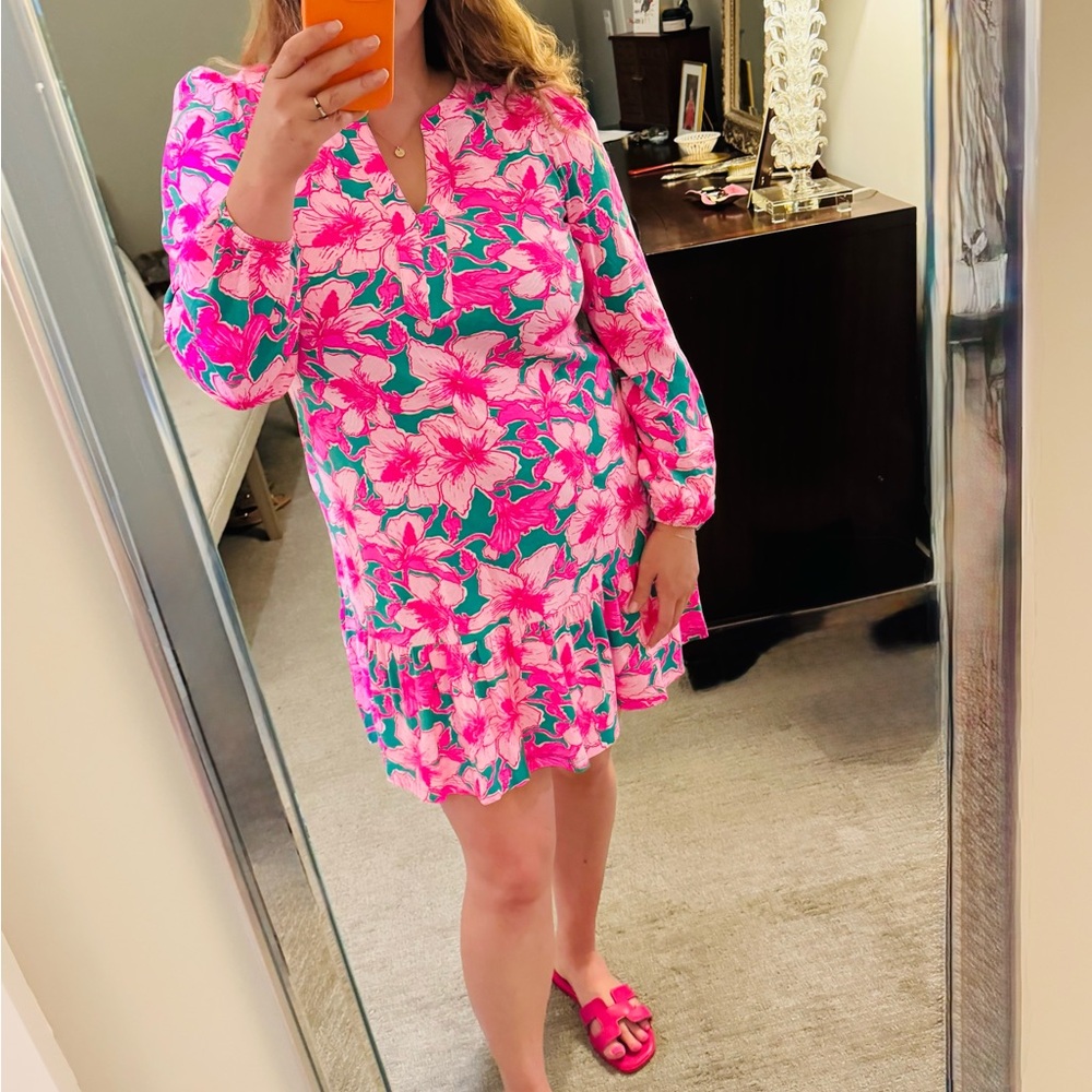 Lilly Pulitzer Vibrant Pink and Green Floral Dress